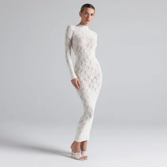 skims long sleeve turtleneck dress SKIMS Long Sleeve Turtleneck Dress
